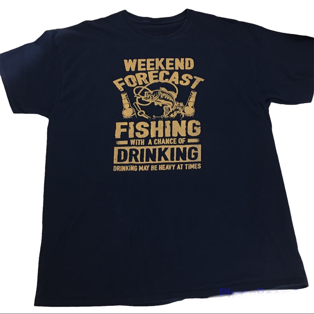 Weekend Forecast Fishing With A Chance Of Drinking Short Sleeve T-shirt Navy